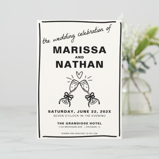 描Together Champagneフォト結婚式招待状 招待状 (スタンド正面)