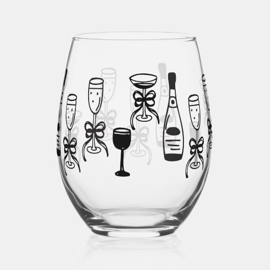 描Together Champagne Glasses 結婚's ステムなしワイングラス (正面)