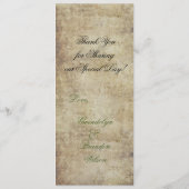 提案の緑の結婚式メニューカード メニュー (裏面)