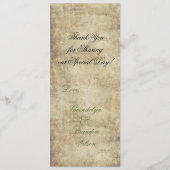 提案の緑の結婚式メニューカード メニュー (裏面)