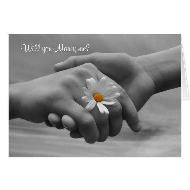 提案は、私と手およびデイジーが付いているカード結婚します (正面横)