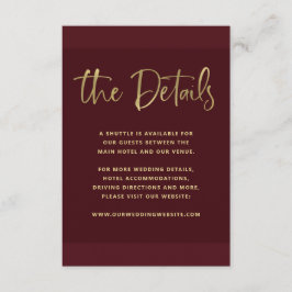 提案モダン|バーガンディ·金ゴールド結婚の詳細 エンクロージャーカード