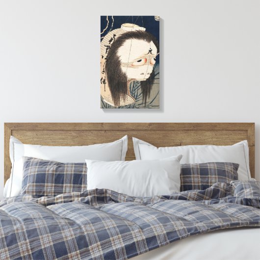 提灯のお化け、北斎幽霊の提灯、北斎、浮世絵 キャンバスプリント (インサイチュ (寝室))