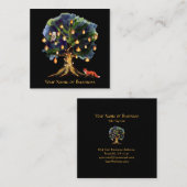 提灯付き魔法の木キツネフクロウ スクエア名刺 (正面/裏面)