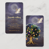 提灯、月、フクロウの美しい木 名刺 (正面/裏面)