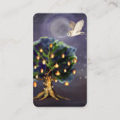 提灯、月、フクロウの美しい木 名刺 (裏面)