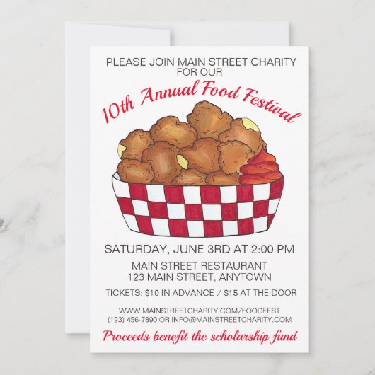 揚げたチーズカール ミネソタ ウィスコンシン州の食べ物 招待状 (正面)