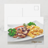 揚げた肉とキノコ - ベルギーの料理 シーズンポストカード (正面/裏面)
