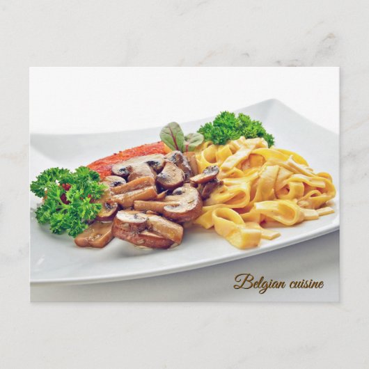 揚げた肉とキノコ - ベルギーの料理 シーズンポストカード (正面)