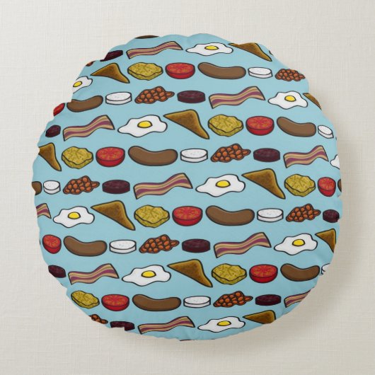 揚げられていた朝食 ラウンドクッション (正面)