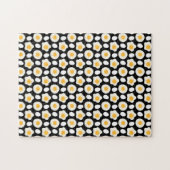 揚げ卵パターンブレックファーストラバーズデイジーフラワー ジグソーパズル (横)