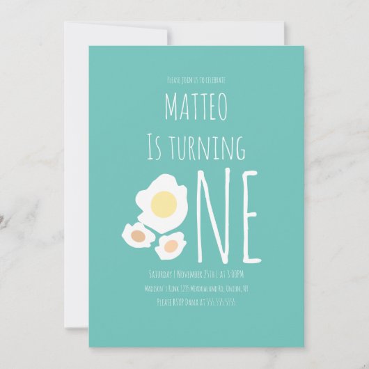 揚げ卵ファースト誕生日招待状 招待状 (正面)