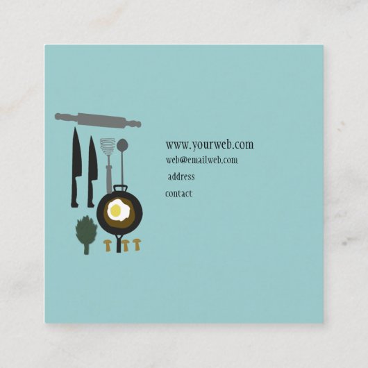 揚げ卵料理器具ケータリングシェフデザイン スクエア名刺 (裏面)