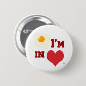 揚げ卵I愛の中におもしろいハートデザイン 缶バッジ (正面&裏面)