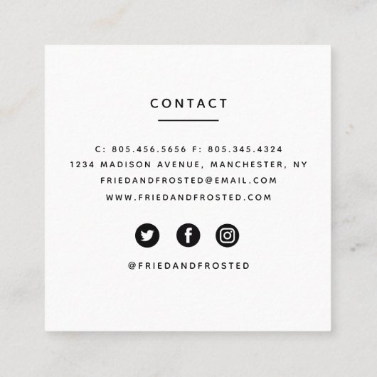 揚げ物とすり付きドーナツ店の名刺 スクエア名刺 (裏面)