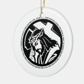 握っているジョンの3:16の引用文と十字イエス・キリスト セラミックオーナメント (左)