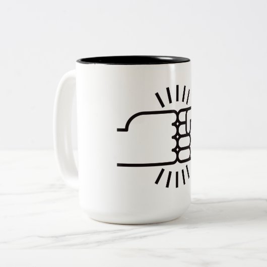 握りこぶしは前方にぶつかります! ツートーンマグカップ (正面左)