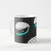 握り寿司ヴィンテージスケッチ柄 コーヒーマグカップ (正面左)