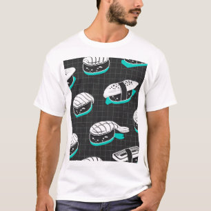握り寿司ヴィンテージスケッチ柄 Tシャツ