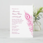 揺すって下さいあなたの尾羽のベビーシャワーの招待(ピンク)を 招待状 (スタンド正面)