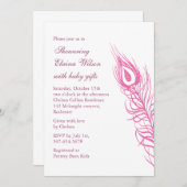 揺すって下さいあなたの尾羽のベビーシャワーの招待(ピンク)を 招待状 (正面/裏面)