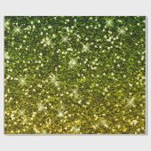 揺らめく深緑色の金ゴールドのグリッター ラッピングペーパー (フラット)