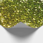 揺らめく深緑色の金ゴールドのグリッター ラッピングペーパー (角)