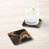 揺らめく金ゴールドパラシュート抽象芸術 コースター (右側)