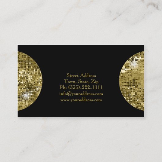揺らめく金球の化粧のダマスク織の黒カード 名刺 (裏面)