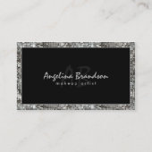 揺らめく銀製のボーダーメーキャップアーティストのダマスク織カード 名刺 (正面)