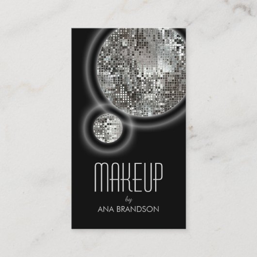 揺らめく銀製の球の黒のダマスク織の美しいカード 名刺 (正面)