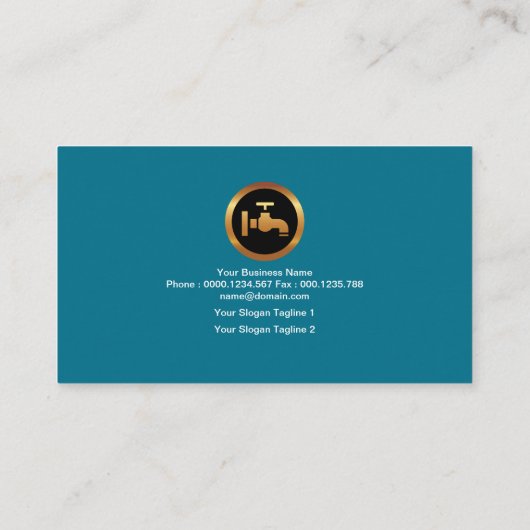 揺らめく青海原の漏出金ゴールドの鉛管工アイコン 名刺 (裏面)