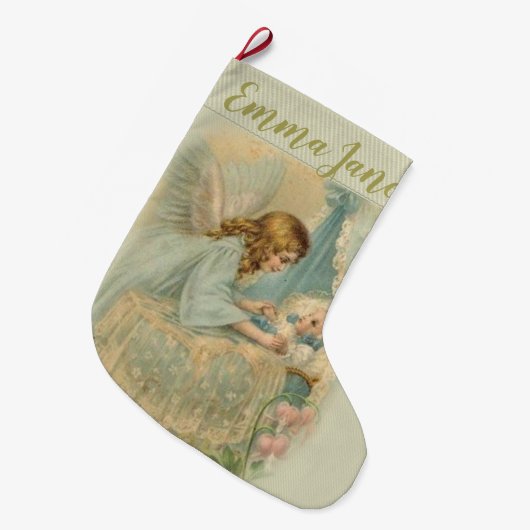 揺りかごのベビーとの守り神 ラージクリスマスストッキング (正面 (吊り時))