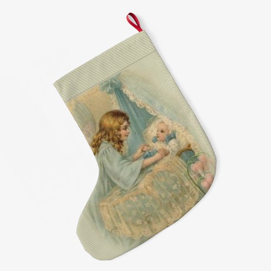 揺りかごのベビーとの守り神 ラージクリスマスストッキング (裏面 (吊り時))