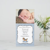 揺り木馬のベビーは写真カード感謝していしています サンキューカード (スタンド正面)