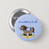 揺り木馬のベビーシャワーの祖母Pinボタン 缶バッジ (正面&裏面)