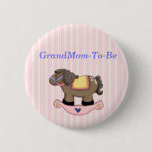 揺り木馬のベビーシャワーの祖母Pinボタン 缶バッジ (正面)