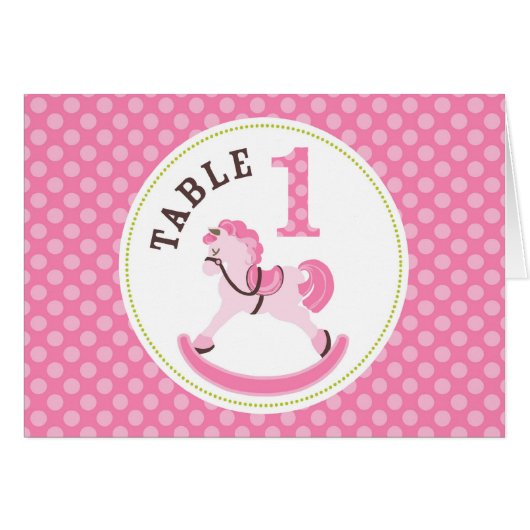 揺り木馬の女の子のテーブルカード1 (正面横)