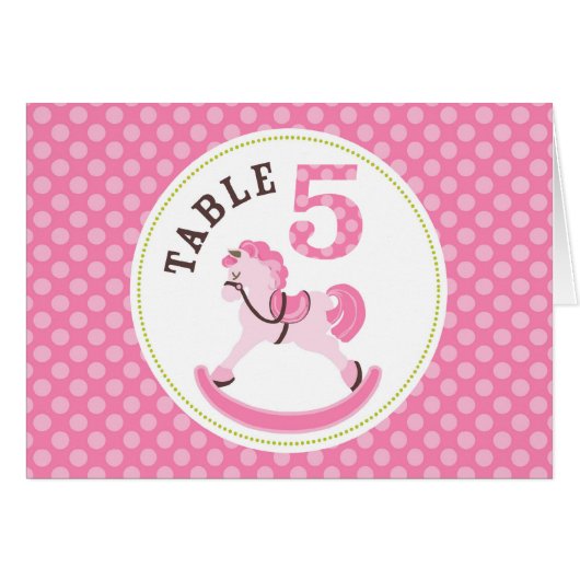 揺り木馬の女の子のテーブルカード5 (正面横)