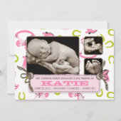 揺り木馬の女の子の発表カード2 案内状 (正面)