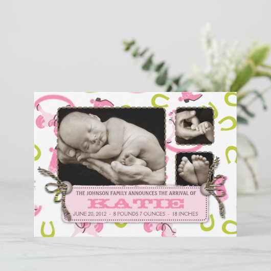 揺り木馬の女の子の発表カード2 案内状 (スタンド正面)