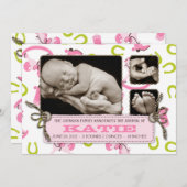 揺り木馬の女の子の発表カード2 案内状 (正面/裏面)