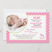 揺り木馬の女の子の発表カード 案内状 (正面)