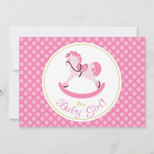 揺り木馬の女の子の発表カード 案内状 (裏面)