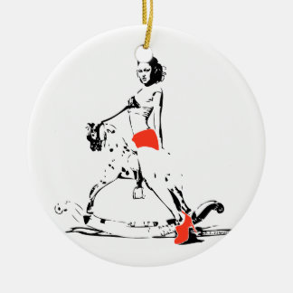 揺り木馬の女の子! セラミックオーナメント