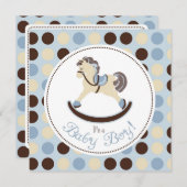 揺り木馬の男の子の正方形2 案内状 (正面/裏面)