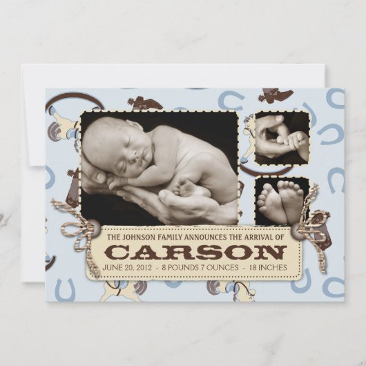 揺り木馬の男の子の発表カード2 案内状 (正面)