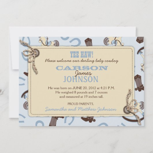 揺り木馬の男の子の発表カード2 案内状 (裏面)