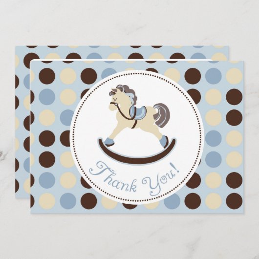 揺り木馬の男の子TYカードC サンキューカード (正面/裏面)