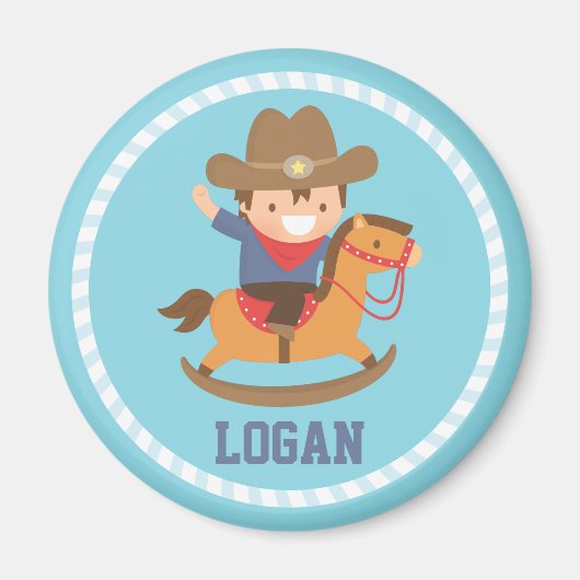 揺り木馬の磁石のかわいく小さいカウボーイ マグネット (正面)